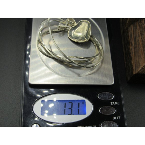 24" Sterling Silver Heart Love Marcasite Pendant Necklace Vintage Minimalist - Picture 6 of 6